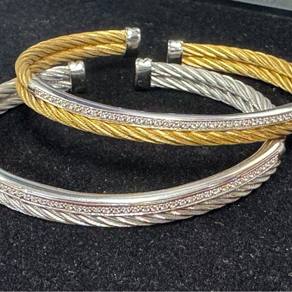 Philippe Charriol 18K White Gold And Diamond Steel Cable Bracelet - Picture 7 of 8